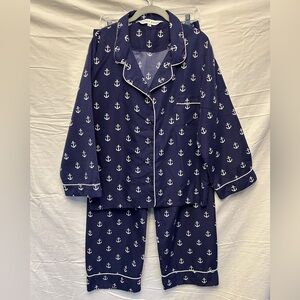 Jeffrey Banks navy pajamas with white anchors, M/L